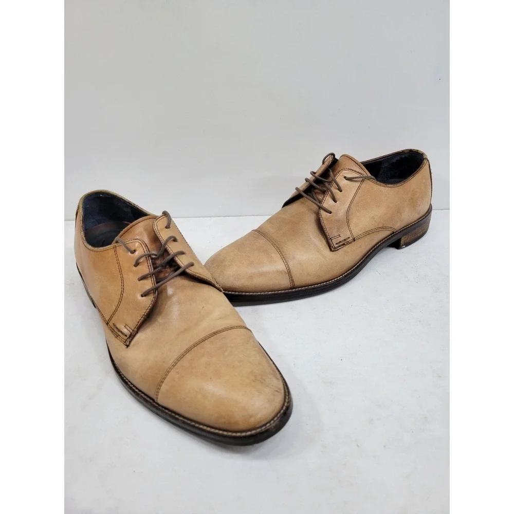 Cole Haan Men's 8.5M Tan Leather Cap Toe Oxford Dress Shoes Lace Up Casual C1632